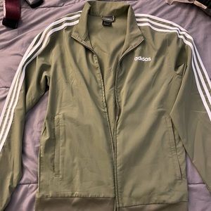 Olive green Adidas 3 stripe woven jacket, only worn a few times.